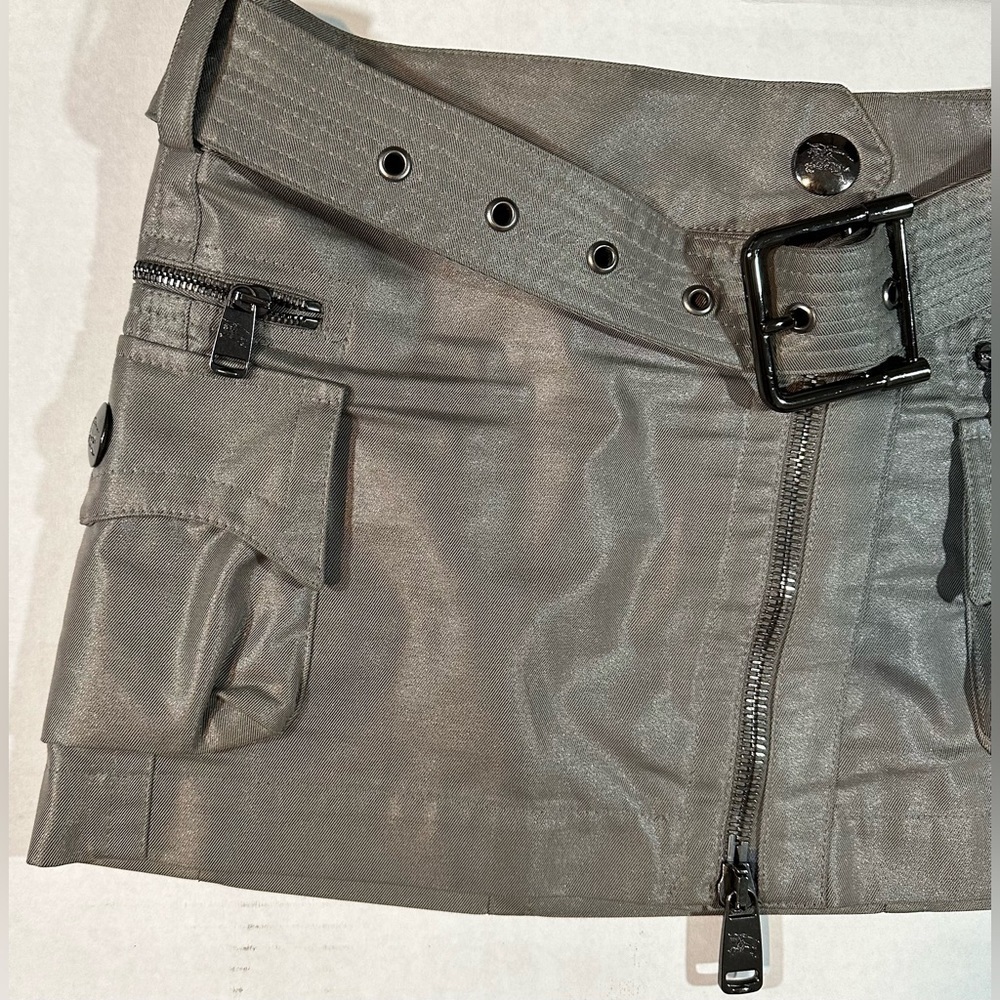 Burberry Women Gunmetal Cargo mini skirt dark grey size 6 cotton and polyamide - Picture 8 of 11